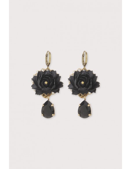 Boucles d'oreilles dormeuses queen Lily noir