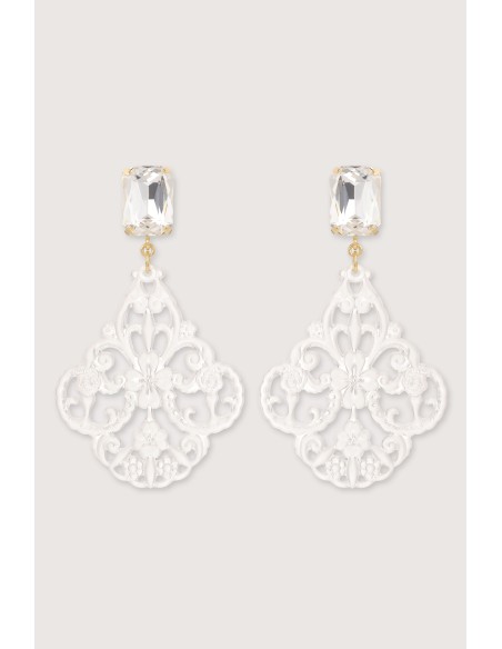 Boucles d'oreilles baroques légères en résine colorée. Couleur cristal.