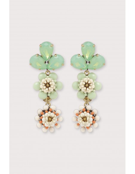 boucles d'oreilles camelia trefle mint celadon