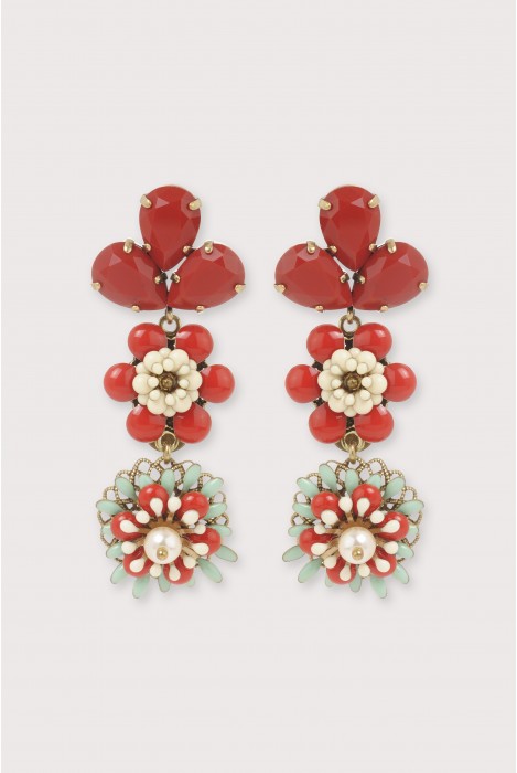 boucles d'oreilles camelia trefle rouge